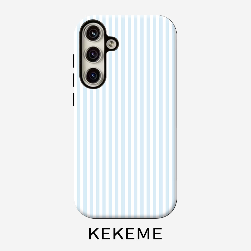 TEMU Phone Case: Phone Case- Kekeme Striped Blue Film 2-in-1 Suitable For Galaxy S26 S25 S24 S23 S22 S21 S21+ S21 Fe Edge S20 A15 A16 A17 A23 A32 A34