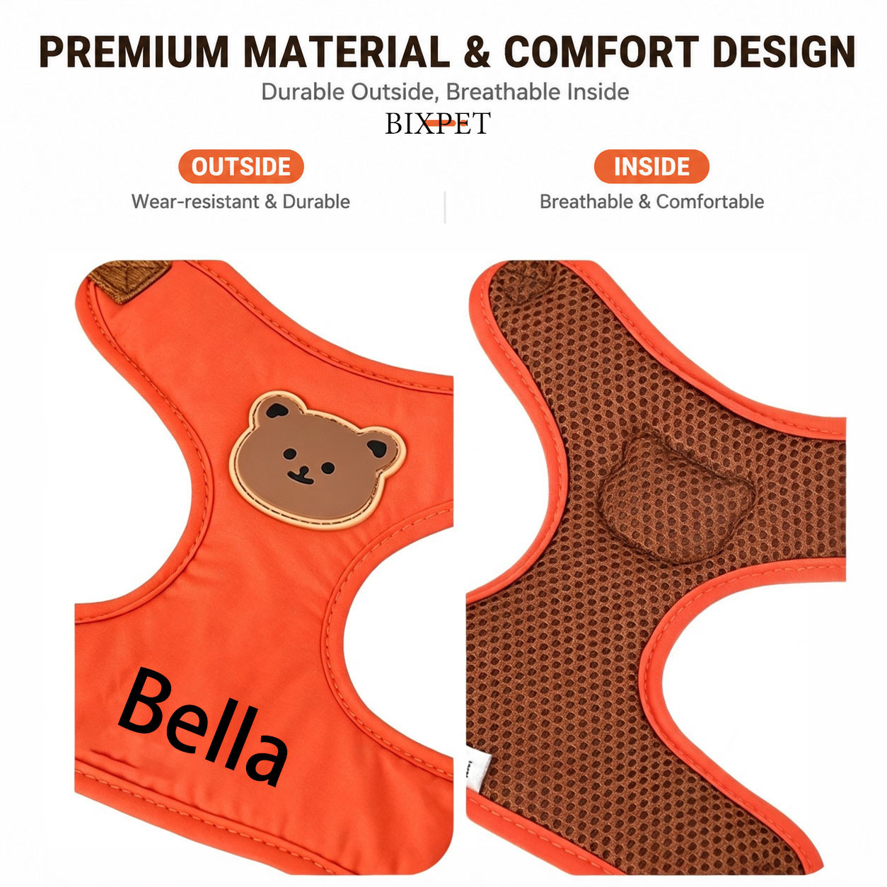 Name/Text Pet Harness and Leash System for Outdoor Walks