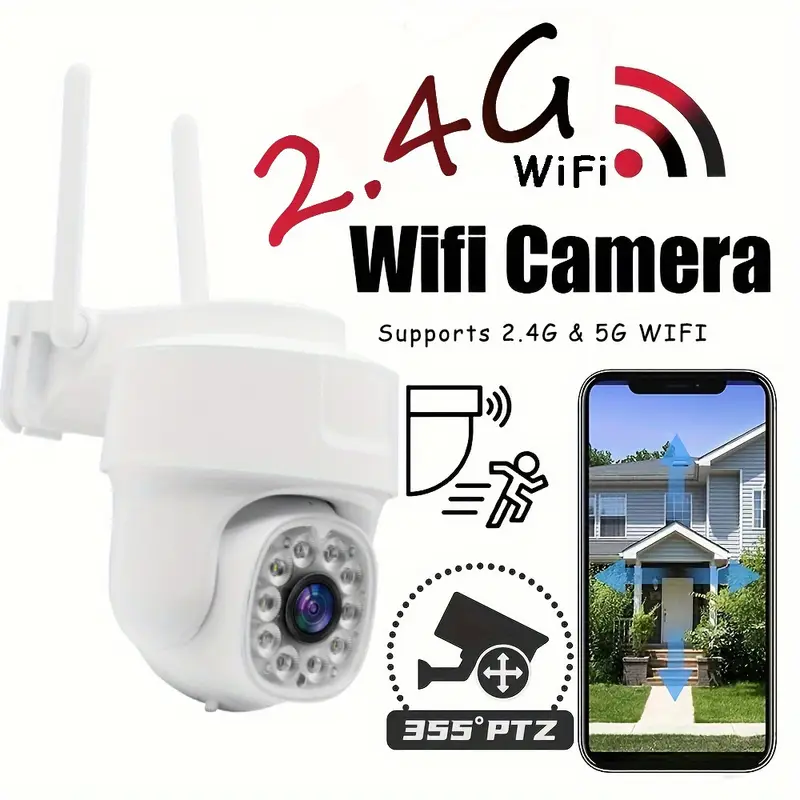 1 шт. TERUHAL 1080P HD WiFi видеокамера безопасности, уличная IP66 водонепроницаемая, ночное видение, совместимость со смартфоном, двусторонний звук, панорамное вращение PTZ на 360°, обнаружение движений человека, питание от USB, без батареи, для мониторинга умного дома детали 5