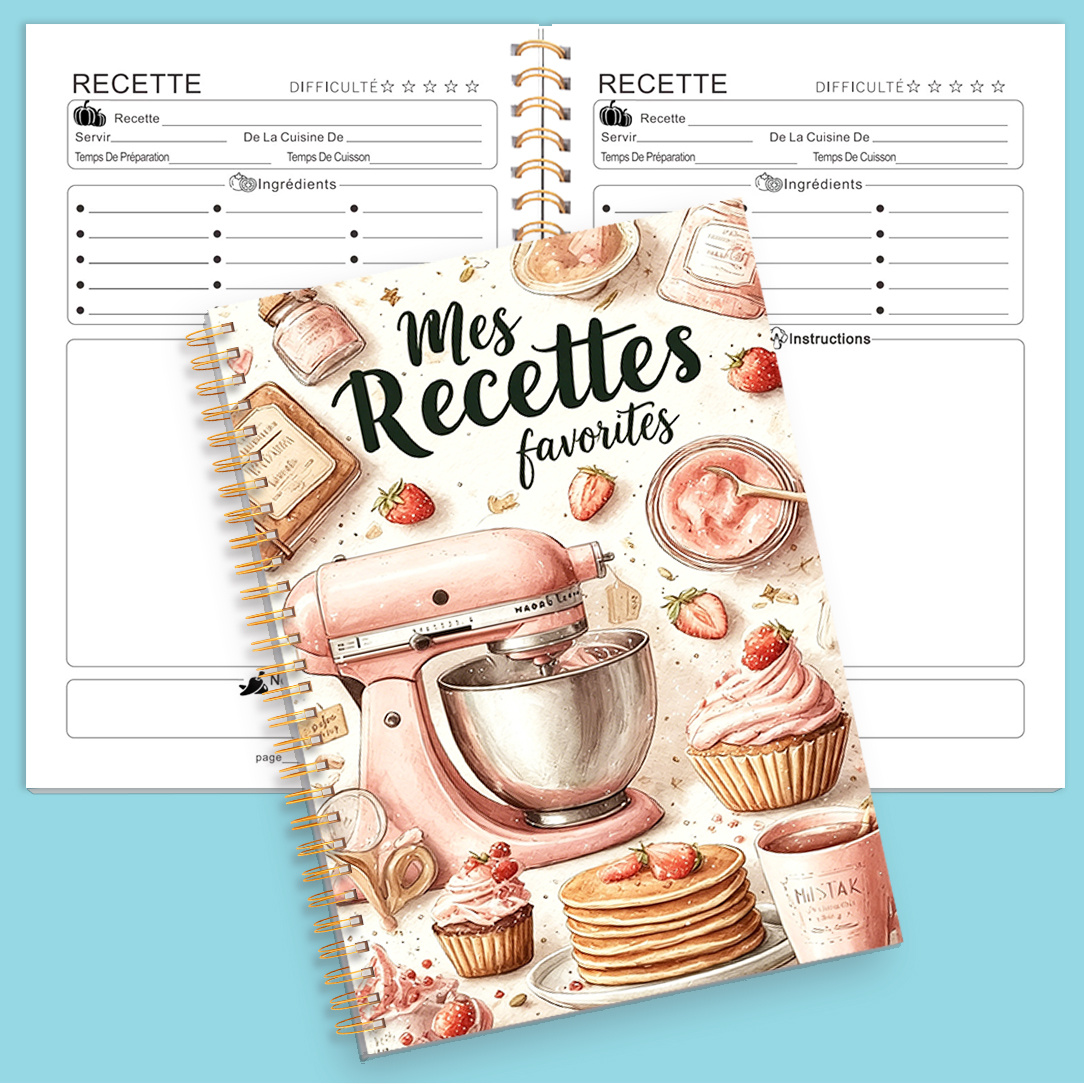 TEMU 1 cahier d'écriture Composition , Illustration de robot culinaire rose, Idéal pour les recettes de pâtisserie, la planification de menus, les