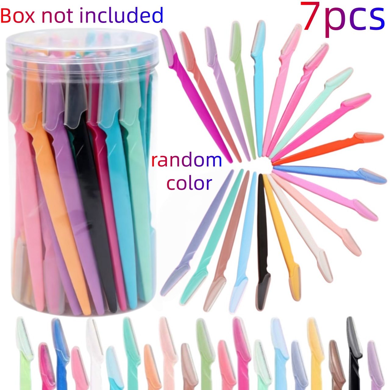TEMU 7pcs Random Color Premium Eyebrow Razors, Multifunctional Body Trimmers With Sharp & Safety Caps, Ideal Gift For & Valentine's Day