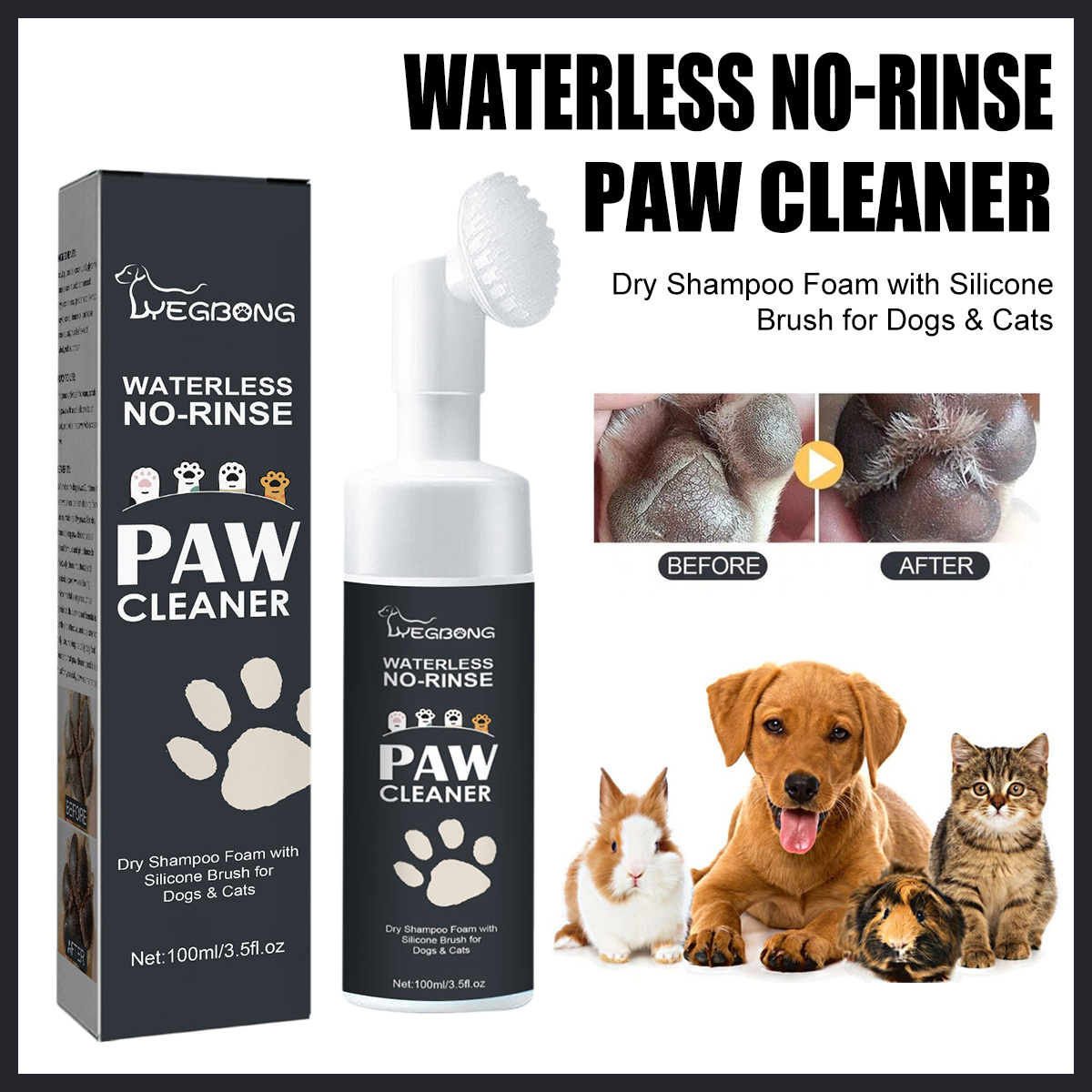 Dog Paw Cleaner for Dogs Cats No Rise Foaming Cleanser-Clean Paws Fragrance, Dog Paw Washer to Have a Deep Clean Safe for All Pets