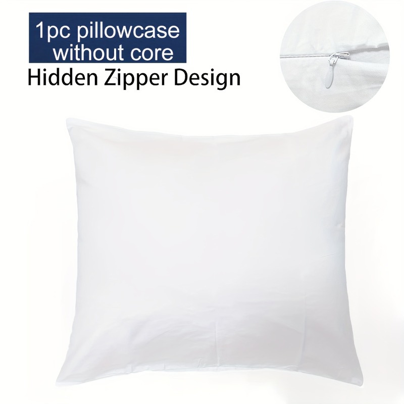 E-shop 1 Stück Strapazierfähiger weißer Kissenbezug aus Polyester | Reißverschluss, maschinenwaschbar, ideal für Schlafzimmerdekorationen,