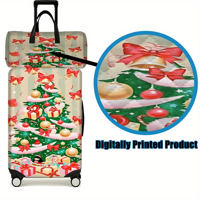 2pcs Christmas Printed Pattern Luggage Set with Travel Bag