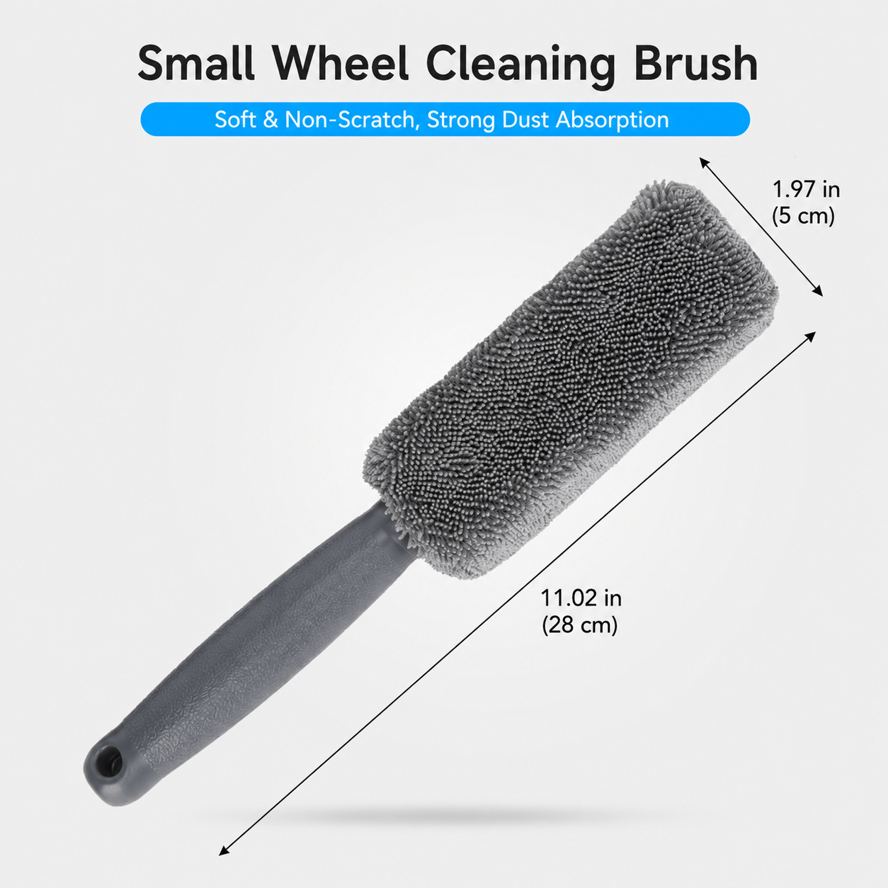TEMU 1pc Microfiber Car Wheel Cleaning Brush, Rim Detailing Brush With Long Handle, Washable Reusable Cleaning Tool For Cars, Suvs, Trucks And