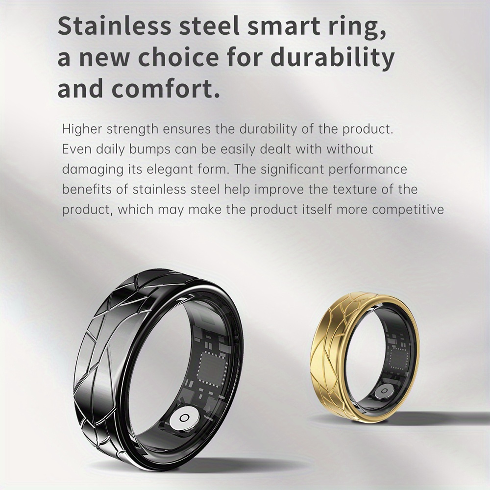 Fitness Tracker Smart Ring with Magnetic USB Charging, Multi-Sport Tracker, Long Battery Life - Stylish Golden Design, Suitable for Men And Women Father'S Day, Mother'S Day, Valentine'S Day Gifts