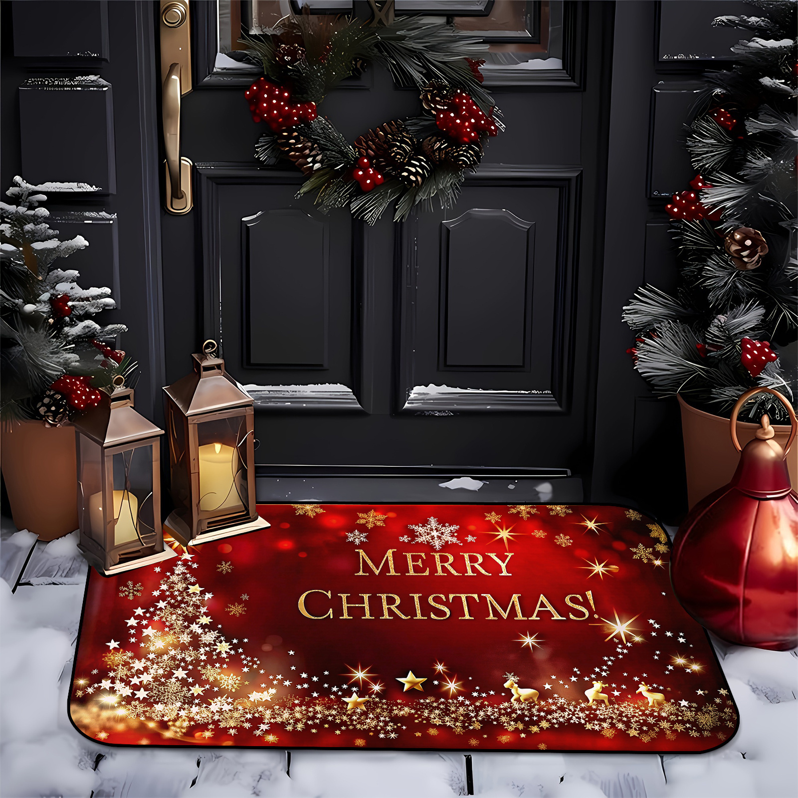 Image of 1pc Themed Welcome Doormat With Shiny Xingx Pattern, Non-slip, Easy To Clean, Washable - Suitable For Living Room, Bedroom, Kitchen, Office, Decoration
