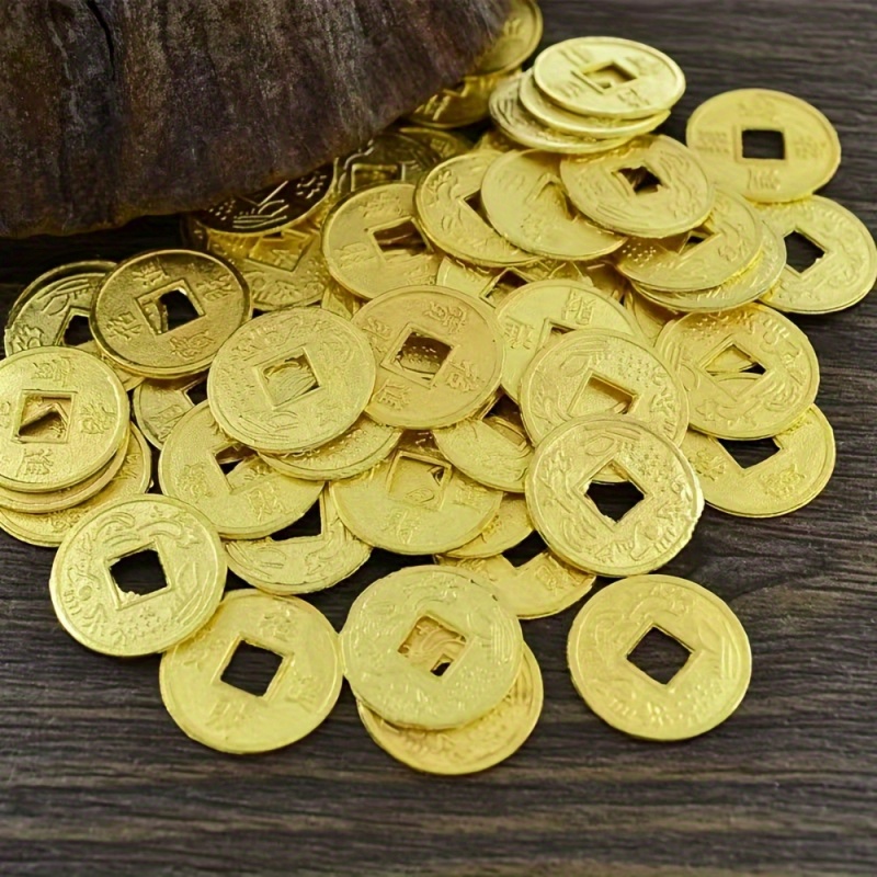 

50pcs Golden Shui Mini Copper - Traditional Chinese Wealth Decor For & , 2025 Lunar New Year & Spring Decorations, Cultural Decorations | Decorative | Engravings