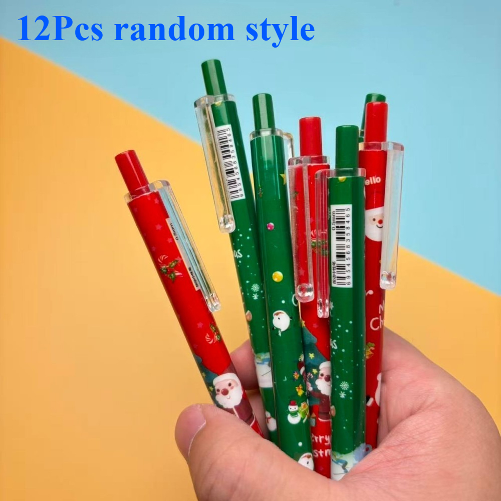 TEMU 12pcs Random Style Creative Christmas Pen 0.5mm Black Ink Writing Supplies Cartoon School Student Gift Stationery Signature Pens