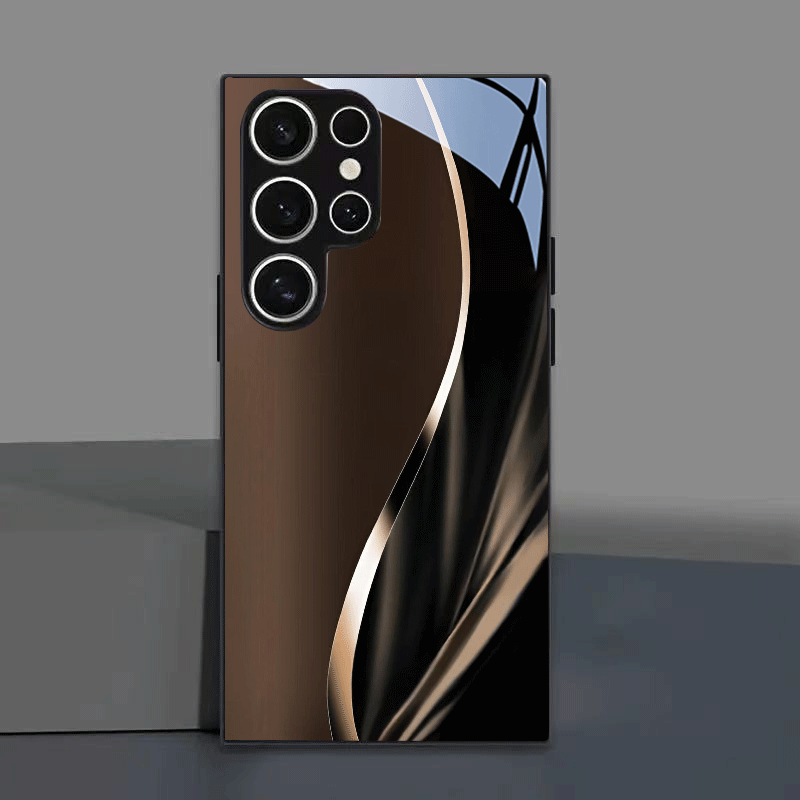 TEMU Phone Case - High-end And Brown Elegant Pattern Glass Phone Case For Galaxy