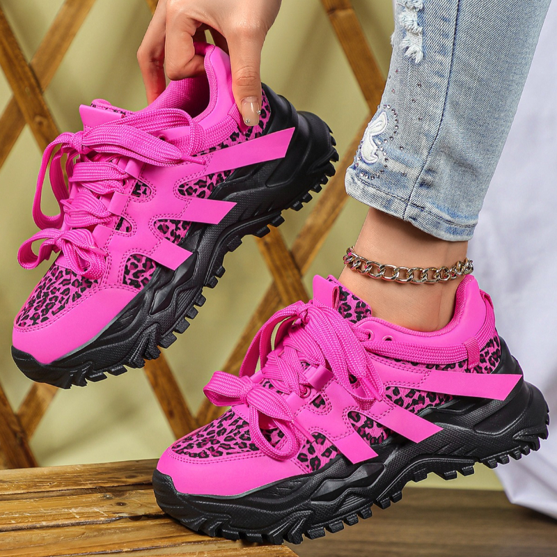 TEMU Fashionable Leopard Print Women's Leisure Sports Platform Sneakers, Lightweight And Comfortable Soft-soled Breathable Walking Casual Shoes,