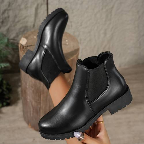 item picture 2026 new autumn winter womens chelsea ankle boots round toe elastic sleeve chunky heel ankle boots thick sole daily boots womens short shoes multiple colors suitable for ideal for wear