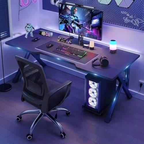 ergonomic large gaming desk 100cm computer desk l shaped gaming table pc gaming workstation home office desks space saving easy to assemble black 2 100 60cm