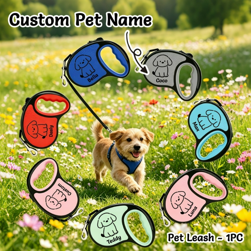Personalized Retractable Pet Leash with Custom Name