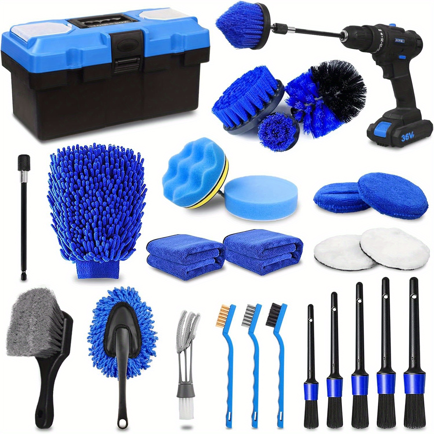 TEMU 27pcs Car Detailing Kit, Car Detailing Brush Set, Auto Detailing , Car Detailing Brushes, Car Wash Kit, Car Accessories, Car Cleaning Tools Kit