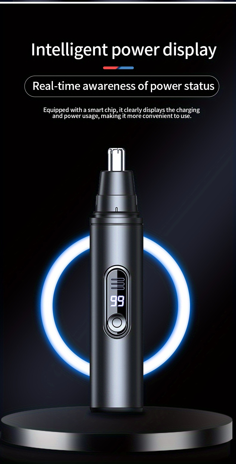2 colors   stainless steel usb rechargeable nose ear hair trimmer with     silent operation portable wireless charging for men women Product details 12