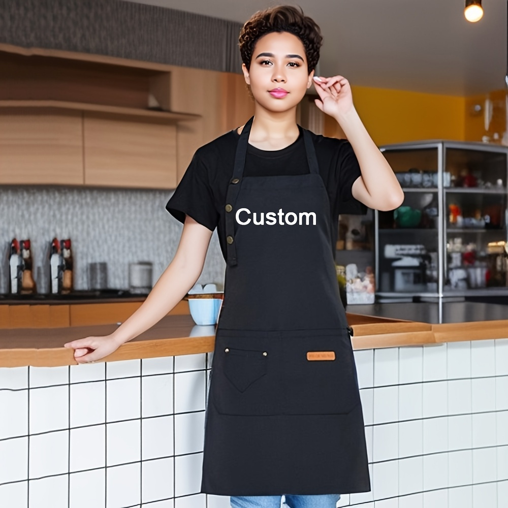 E-shop 1 Stück personalisiertes Kochschürzen-Set – Verstellbare Schürzen für Mama und Papa in der Küche, mit individuellem Text und Logo, schwarze