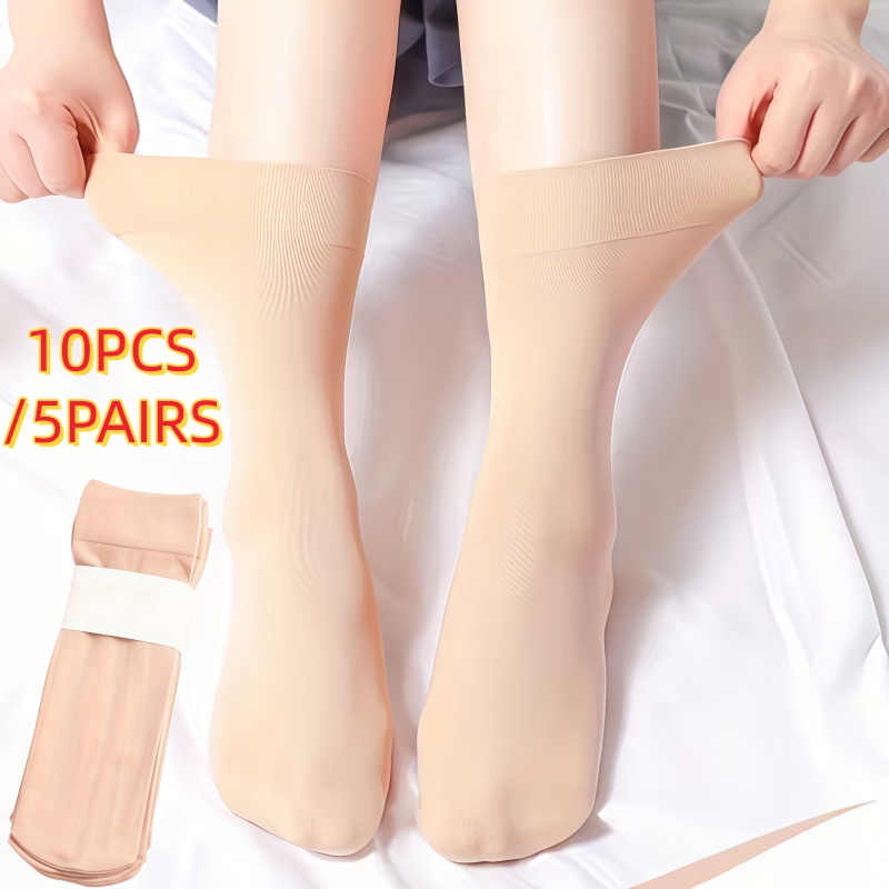 E-shop 10 Stück/5 Stück Crew Socken - Ultra-Lockere, nicht einpresende Spitze, elastische Öffnung für einfaches An- und Ausziehen, verdickte warme