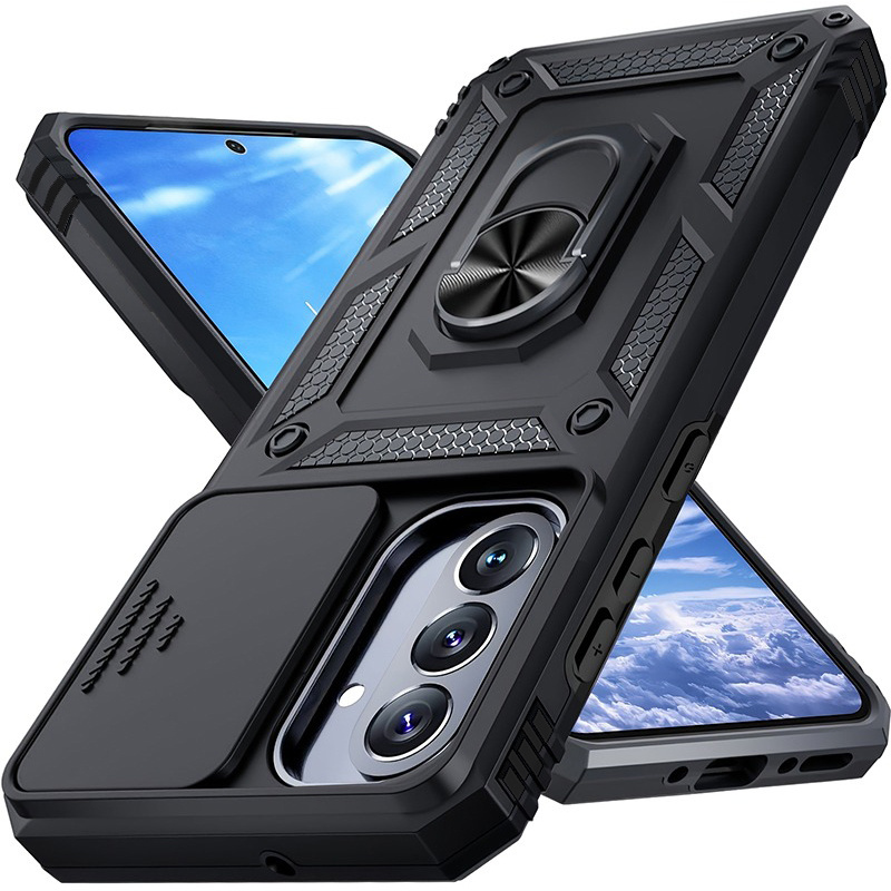 TEMU Phone Case: Shockproof Phone Case Suitable For A57 A55 A56 A36 A35 5g A37 A17 A07 A26 A05s A15 A16 Slide Camera Lens Protection Ring Stand Phone