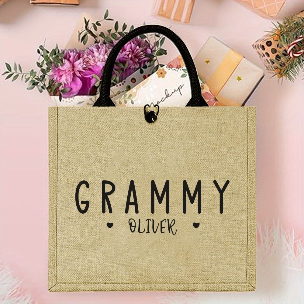 

[customized Products]custom Grammy Tote Bag, Jute Tote With Name, Personalized Grandma Gift Bag Shopping, Mother Day Gift, Grandma Birthday Gift, Christmas Gift