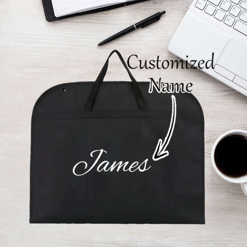 TEMU 1pc Customizable Personalized Letter Western Clothing Storage Bag, Custom Name Foldable Clothes Black Organizer Bag, Outdoor Holiday Travel Item