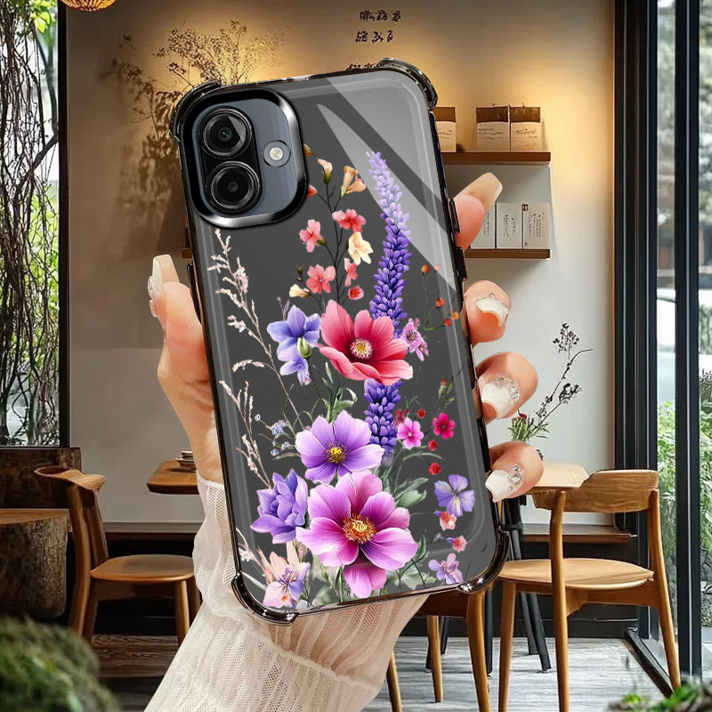 TEMU Phone Case Suitable For A07 Electroplated Transparent , Flower Grass