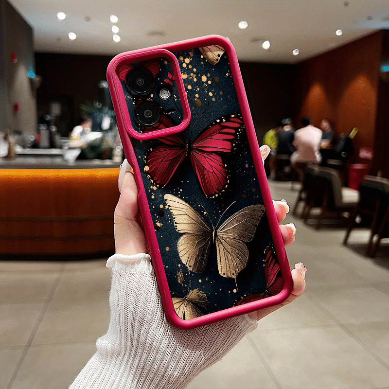 TEMU Чохол для телефону: Модний темно- принт з метеликами, повноекранний для Redmi 12/12C/10A/9A/9C/Note 13 Pro/Note 12/Note 12 Pro+/Note 11 Pro/Note