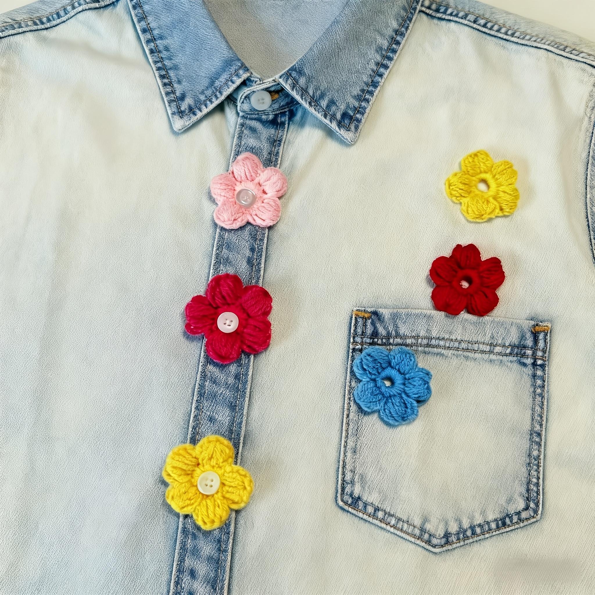 E-shop 13-teilige Häkelknopfschalen mit Quastenrändern & bunten (Gold, Rosa, Blau, Grün, , Weiß) Blumen - Plastik DIY Knopfschalen geeignet für Hemden,