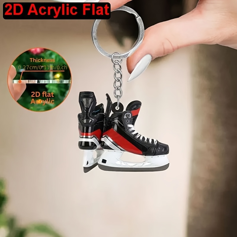 TEMU [2d Flat] [2d Flat] [2d Plane] 2d Plane Acrylic Keychain, Shaped Like A Pair Of Ice Skates, Perfect For Decorating Backpacks And Car Keys, No