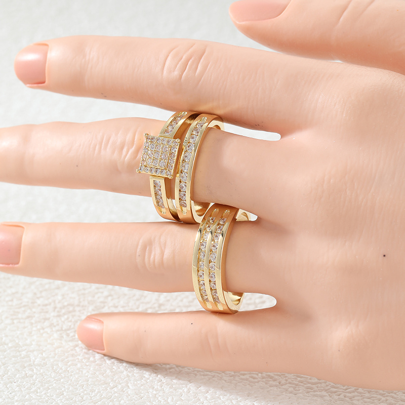 Luxury Shiny Full Paved Synthetic Zirconia Ring Set