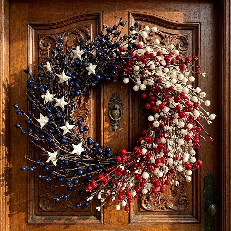     berry wreath     memorial day   and   home decor