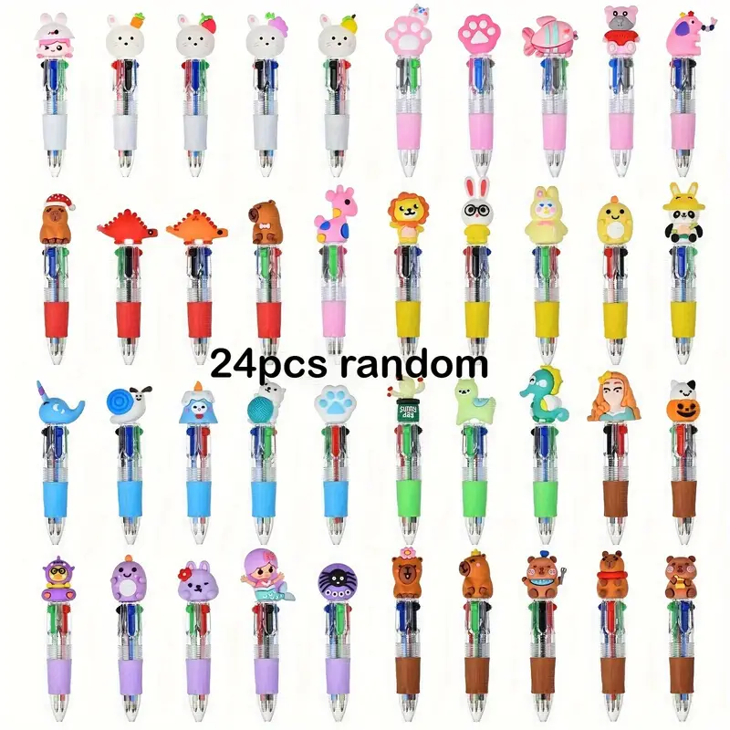 24pcs mini 4 in 1 multicolor retractable ballpoint pens mini pen set with blue red black green ink school supplies classroom prizes giveaways year end gifts christmas gifts h Product details 1