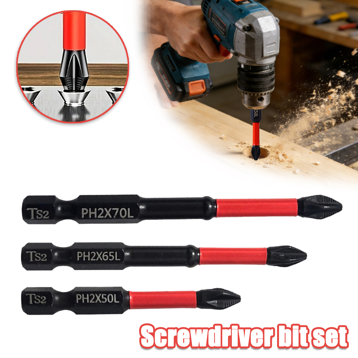 valentines day new year   set of magnetic anti slip screwdriver bits with non slip cross heads and magnetic s2 steel tips 1 4 hex shank anti slip bits   screwdriver bits suitable for electric   manual tools