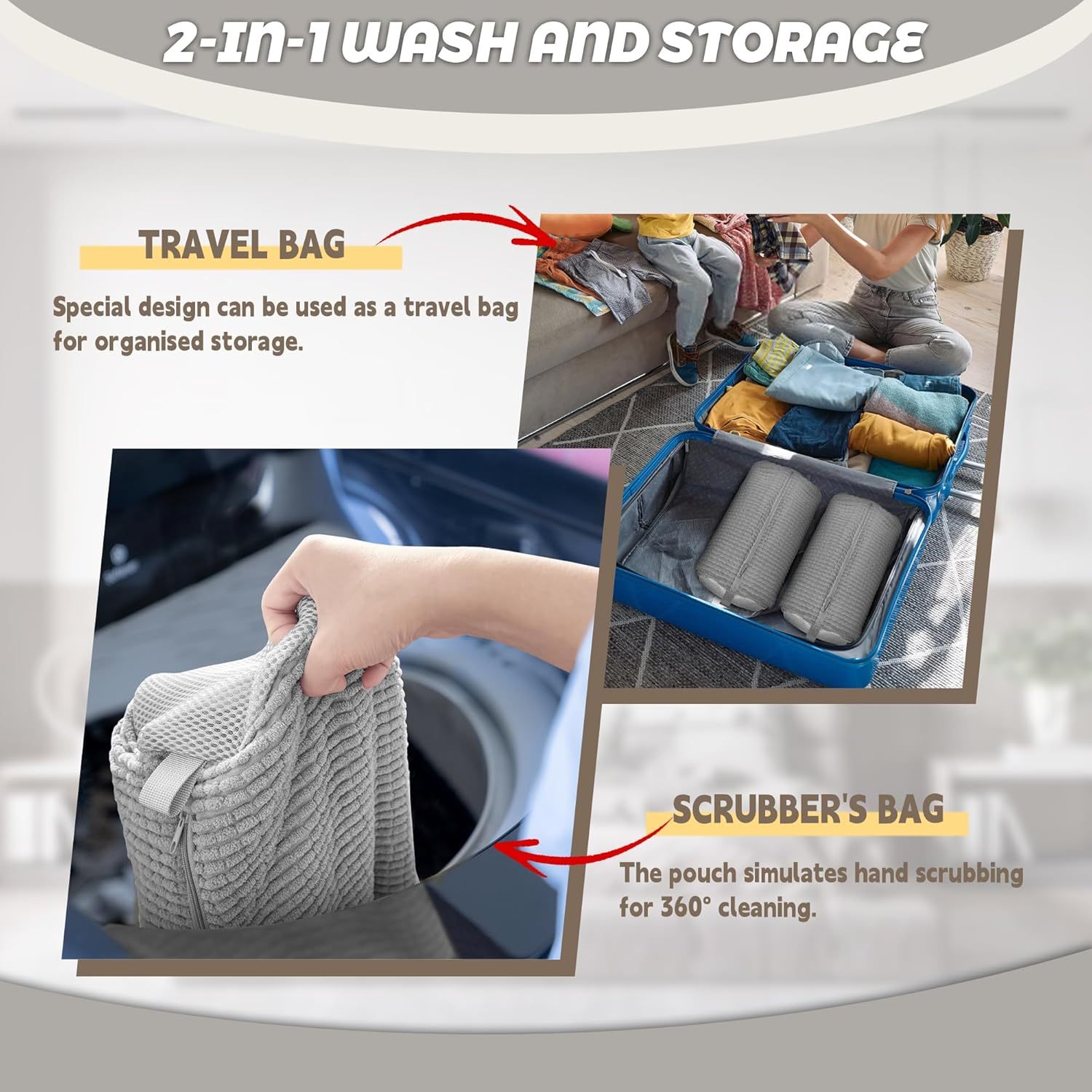 HOTUT Sacchetto Scarpe Lavatrice, Borsa per Lavaggio Scarpe Lavatrice, Multi-Protettivo Sacco per Lavare Scarpe in Lavatrice con Cerniera, Pulizia Efficiente, Riutilizzabile e Resistente (Giallo