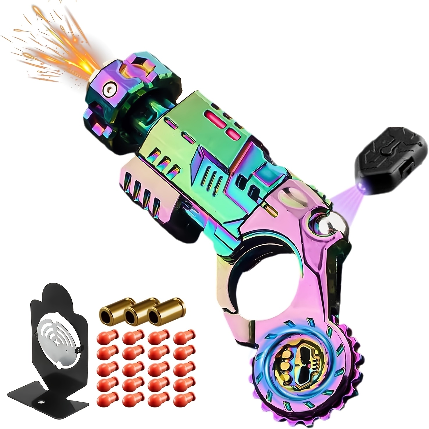 TEMU Cossify Brand 26pcs Set Alloy Stress Relief Toys Adult Gun: Stress- Edc Spinner, Cool Stress-relief Ring, Enhances Focus Ideal For Office,