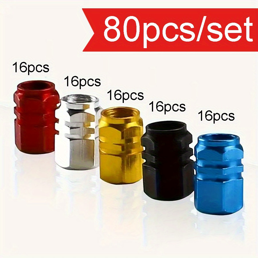 Temu – TEMU 80 Aluminum Alloy Tire Valve Caps – 5-color Universal Airbag Covers For Cars, Trucks, Motorcycles And Bicycles
