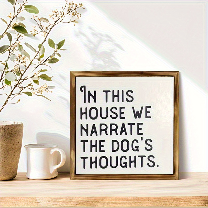 TEMU 2d Flat, 1pc Lover Home Decor - "in This House, We Dog " Country Farmhouse Table Or Wall Decor - Wooden Frameless Plaque - No Battery Needed -