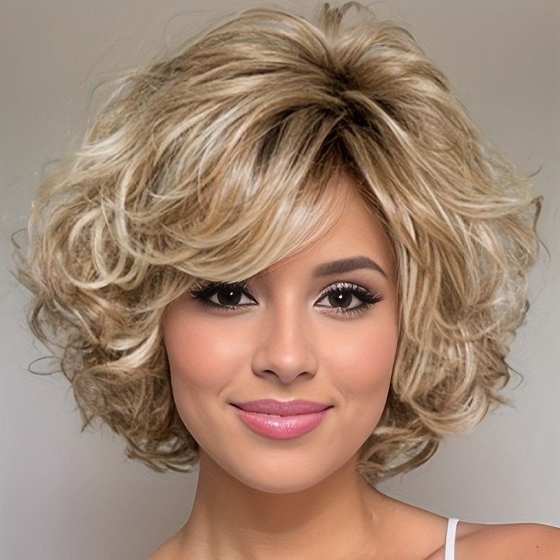 TEMU da donna 1 pz, e ondulata , realizzata in fibra qualit� resistente alle alte temperature con volume di capelli denso, cappellino a rete rosa