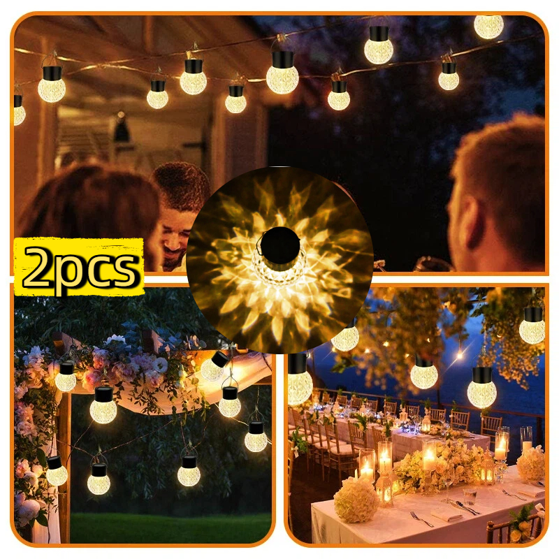 E-shop 2er-Pack Solar-Leuchten für den Außenbereich, Hängelampen im Kristallstil, Hängelaterne, Gartendeko für Hof, Baum, , Balkon, Weihnachtsfeier,