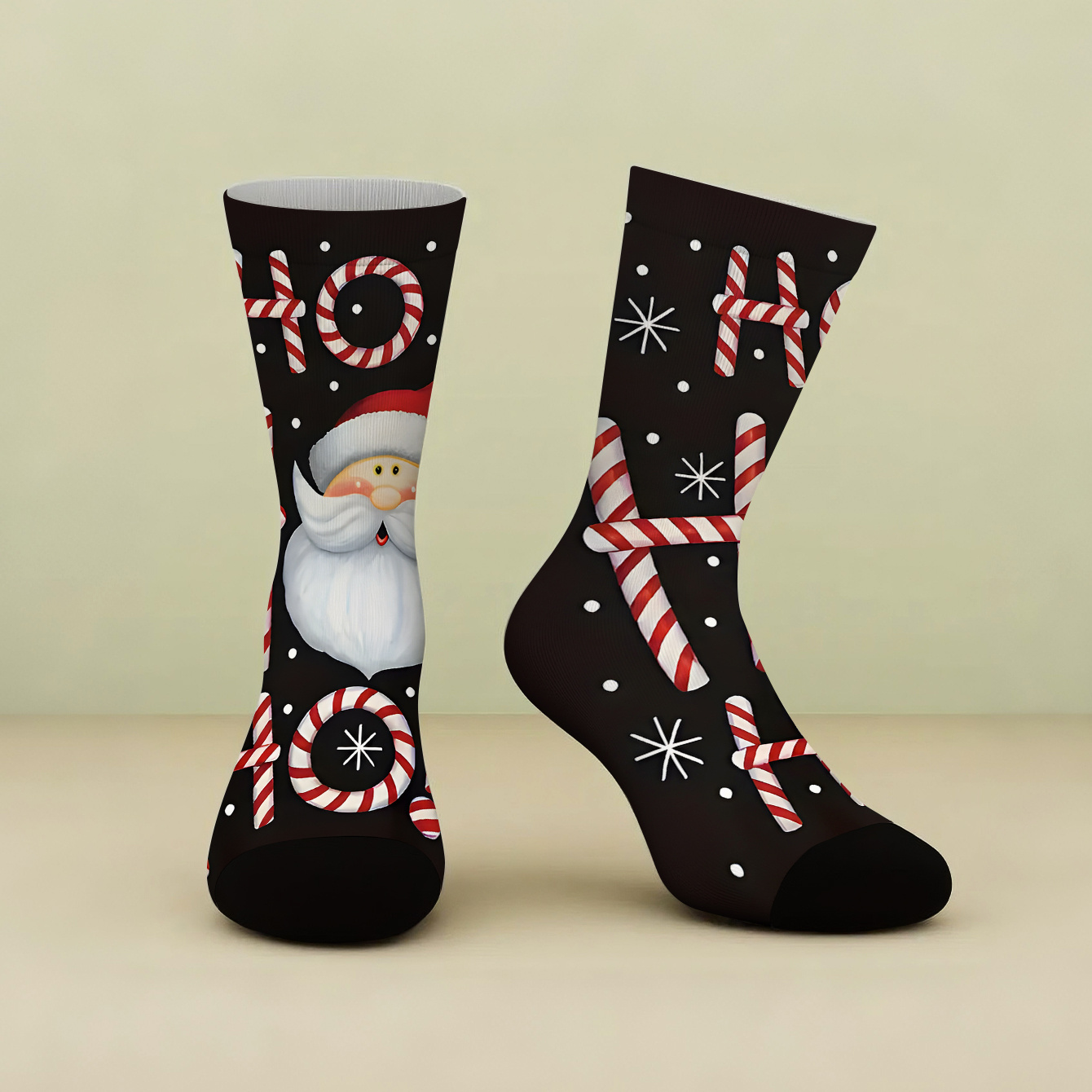 TEMU 1 Pair Of Print Mid-tube Socks, Santa Claus Image With "" Print Pattern, High-quality Women's Socks, New Autumn And Winter Comfortable Men's