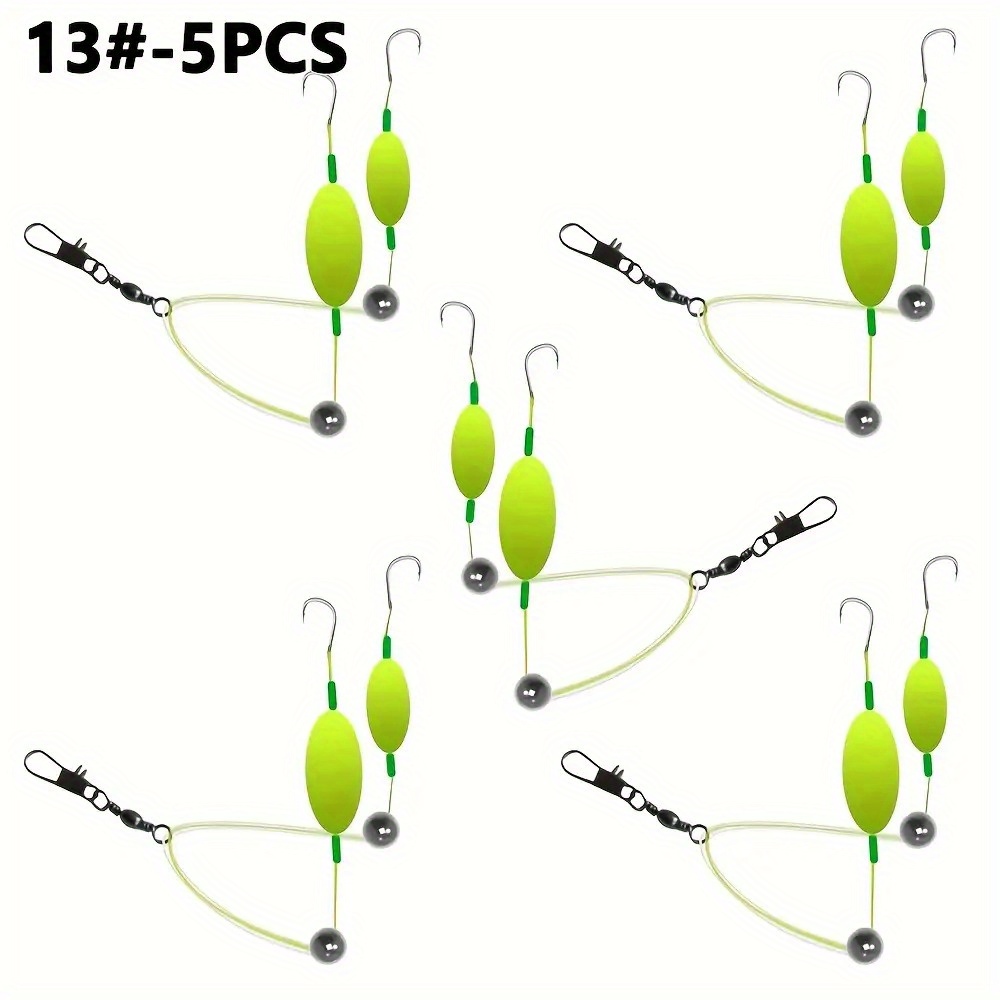 TEMU 5pcs Back-bottom Device Set, European Popular Double Floating Bean Off-bottom Hover Fishing Set, No Debugging And Flip Hook Off-bottom, 4-13 Is