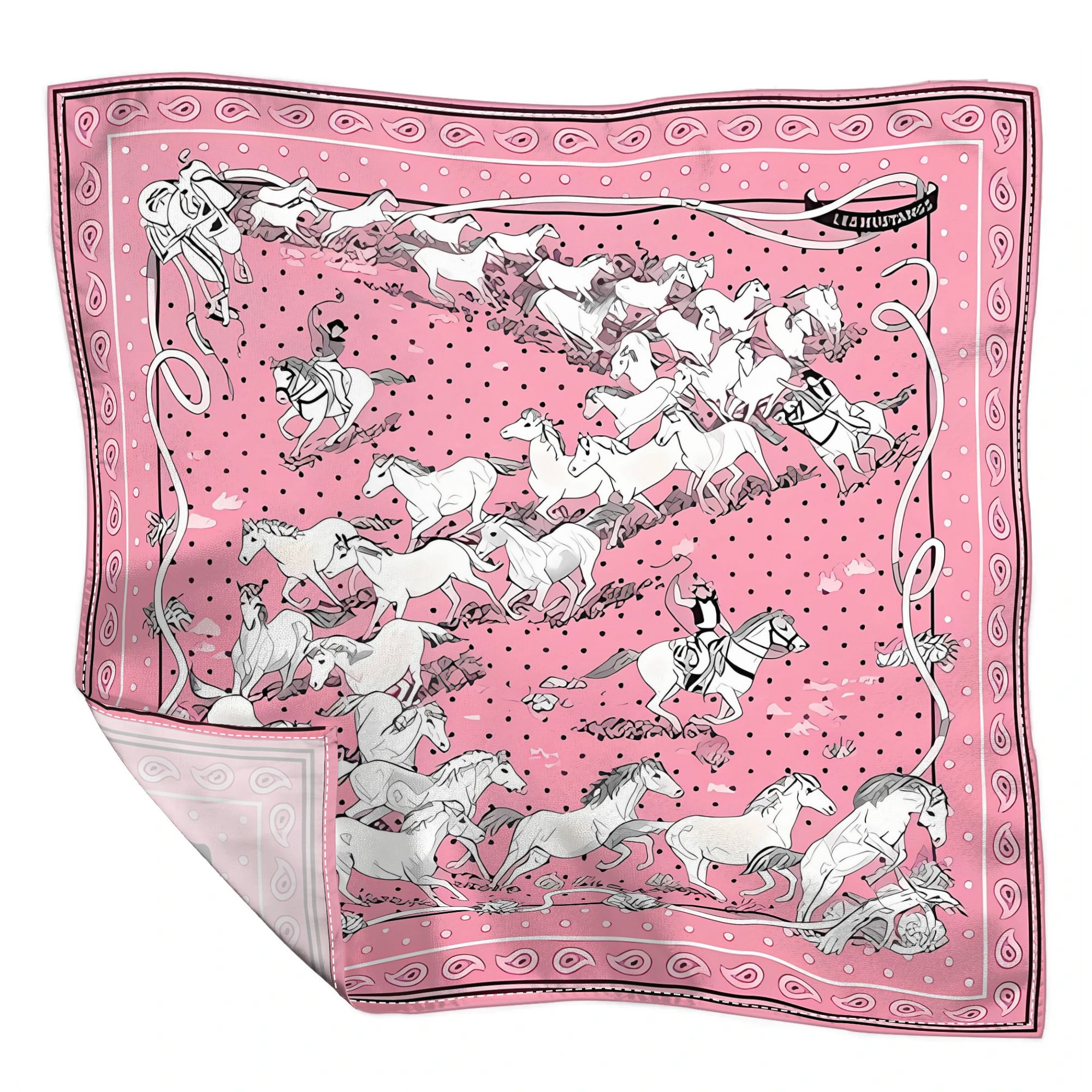 TEMU 2d Print Design Pink Western Cowboy 55 X 55cm Printed Multifunctional Square Scarf Headscarf Fashionable Bandana Unisex Suitable For Various