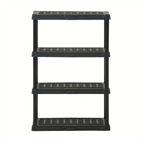 black plastic 4 tier shelf 36 w x 18 d x 53 h up to 600 lb total capacity standing shelf standing shelf