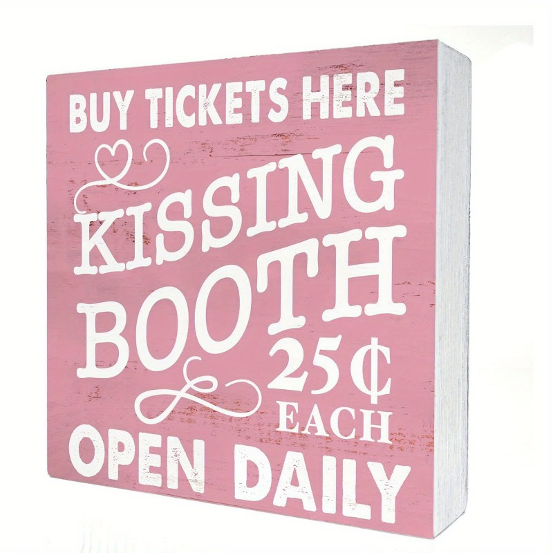 

1pc Rustic Wooden Booth Sign, 3.94" Square Plastic Floor For Valentine's Day, Romantic Party Supplies, No Power Needed, Ideal For Home, Office, Cafe Display