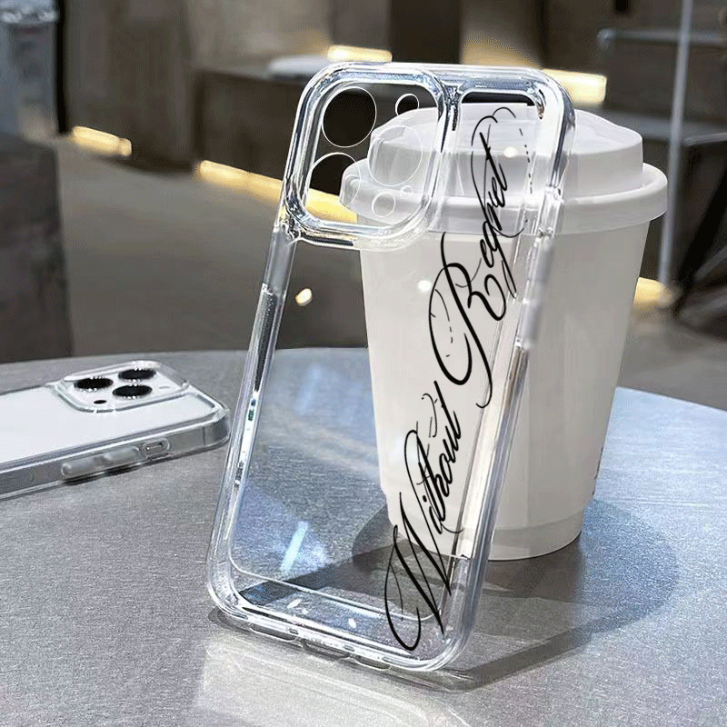 TEMU para teléfono: Carcasa con escritura a "Without Regret" para iPhone 18 Pro Max 18 17 Pro 17 Air 17E 16 15 14 Plus 13 12 11 Pro Max 16e X XS XR 7
