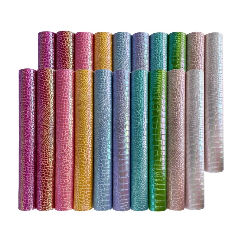 Image of Fv 20 Pack A4 8 X 12 Inch Laser Rainbow Crocodile Pattern Artificial Leather Sheet Handmade Sewing Keychain Earrings Luggage Additions Material