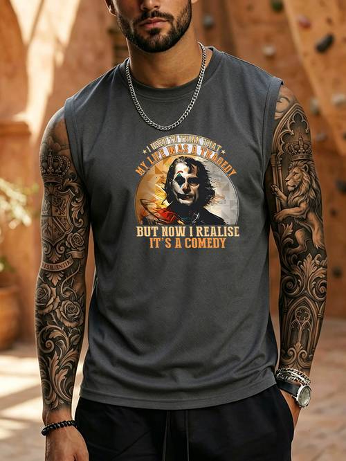 item picture mens summer tank top punk hip hop neck tank slightly elastic casual and comfortable multicolor top for daily and party wear