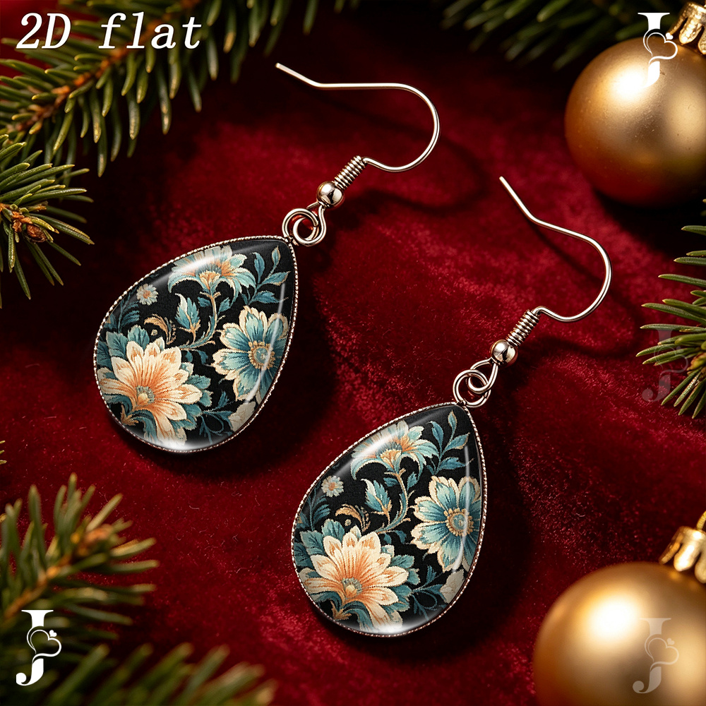 Vintage Floral Pattern Dangle Earrings