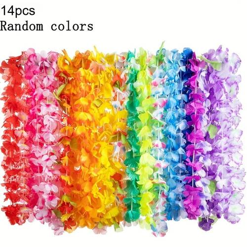 14pcs set of mixed bright polyurethane tropical flower garlands suitable for beach birthday celebrations and colors at decor leis sturdy polyurethane