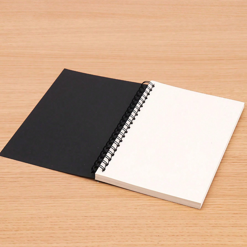 

B6 Spiral Sketchbook With Soft Cover - Pages (50 Sheets) Blank Pad For Drawing, Writing & Journaling, Black Cardstock Cover With White Inside Pages